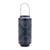 Snowflake punched metal candle lantern 15.5"h