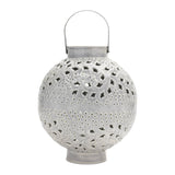 Punched metal candle lantern 11"h