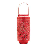 Punched metal candle lantern 15.5"h