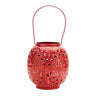 Punched metal candle lantern 8"h