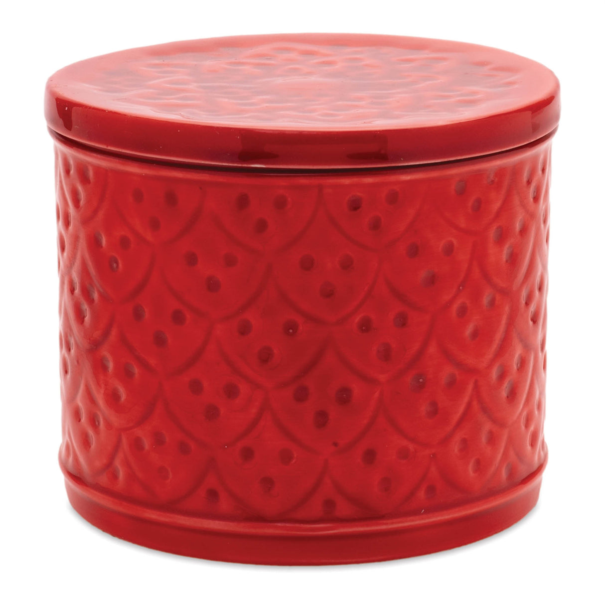 Red metal container with lid (set of 2)