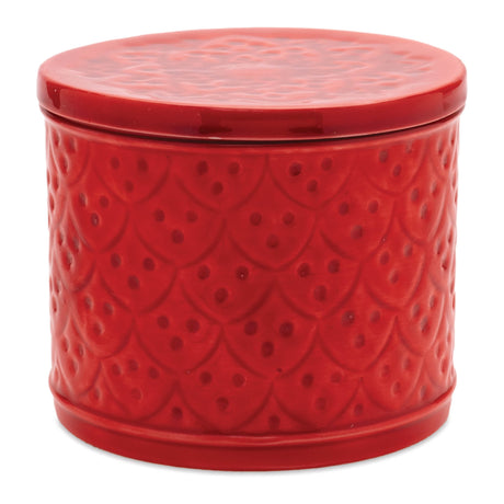 Red metal container with lid (set of 2)