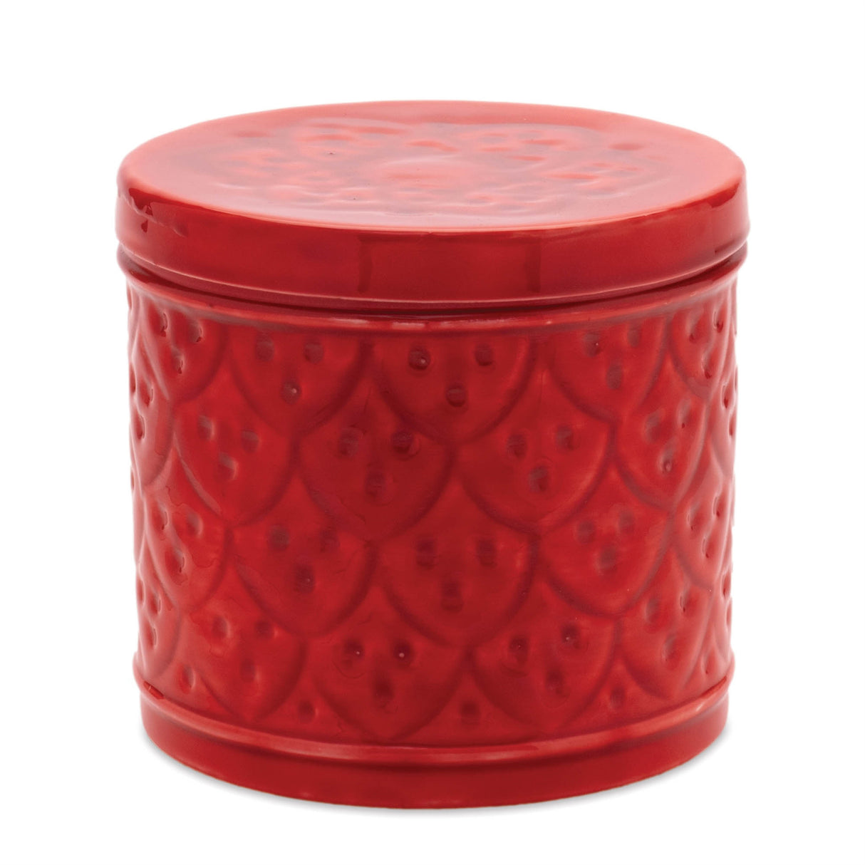 Red metal container with lid (set of 2)