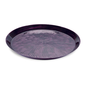 Round Etched Metal Tray 13.5"D; Purple