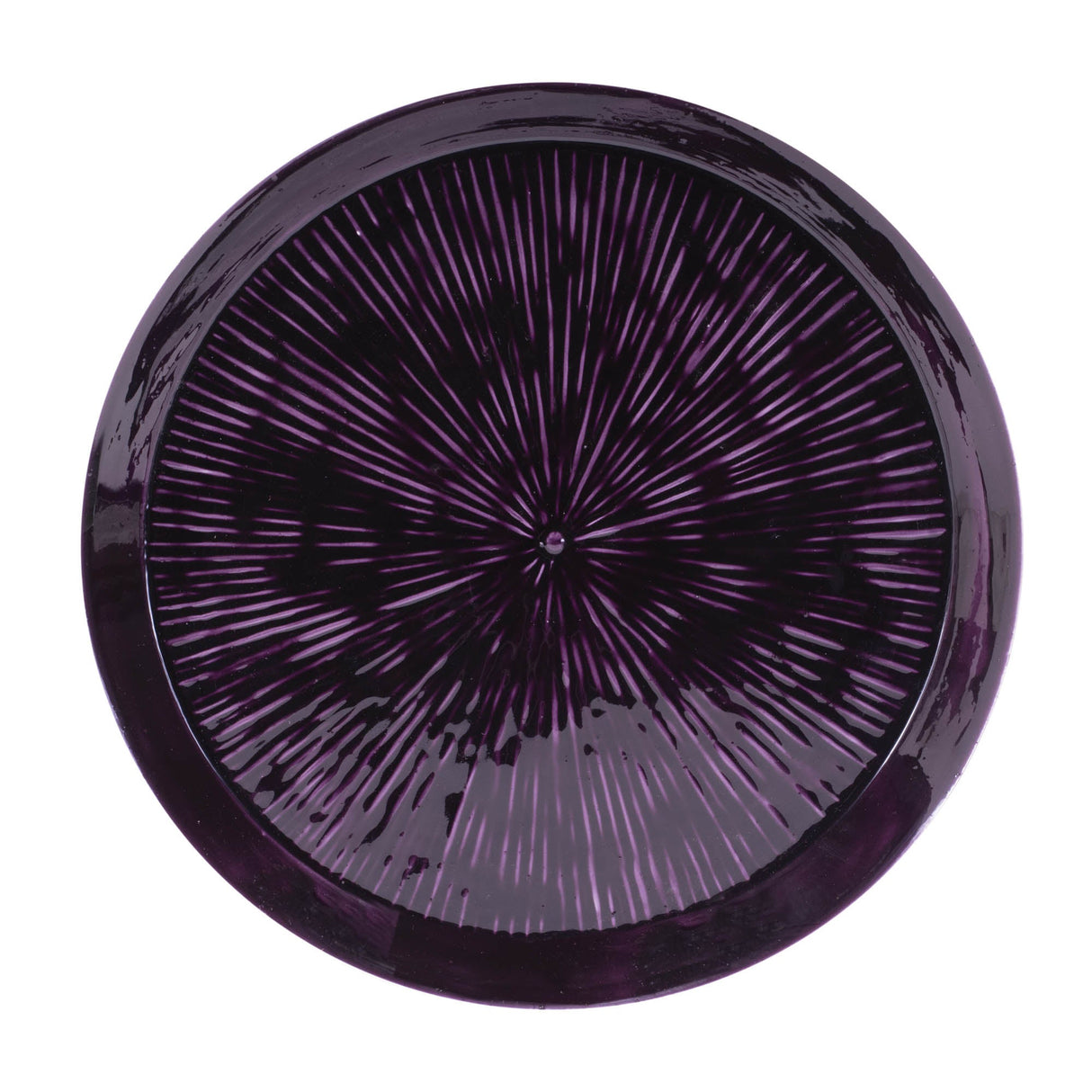 Round Etched Metal Tray 13.5"D; Purple