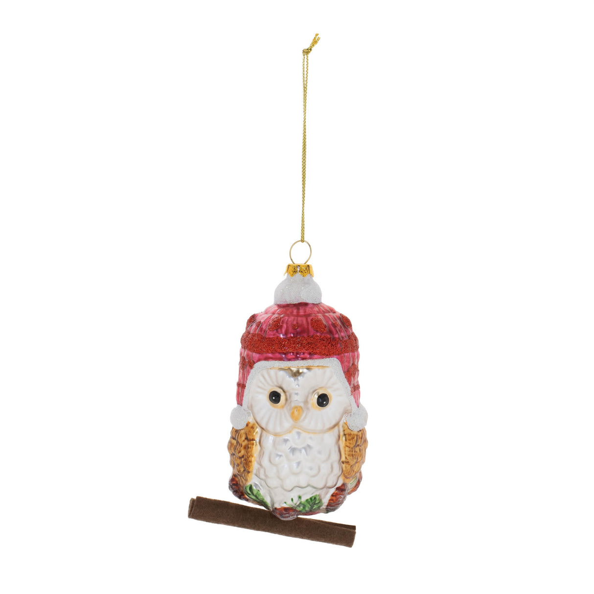 Glittered Glass Owl Ornament (Set of 12)