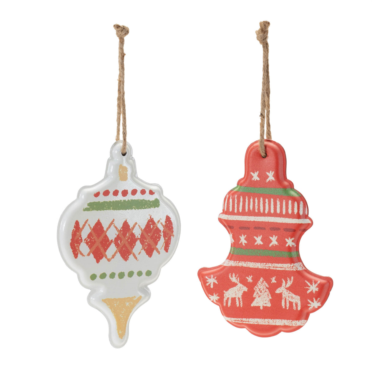 Metal Ornament with Nordic Pattern (Set of 4)