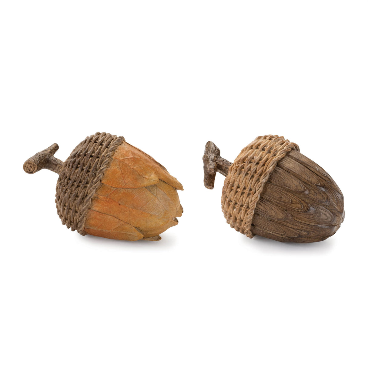 Wicker top design acorn décor (set of 2)