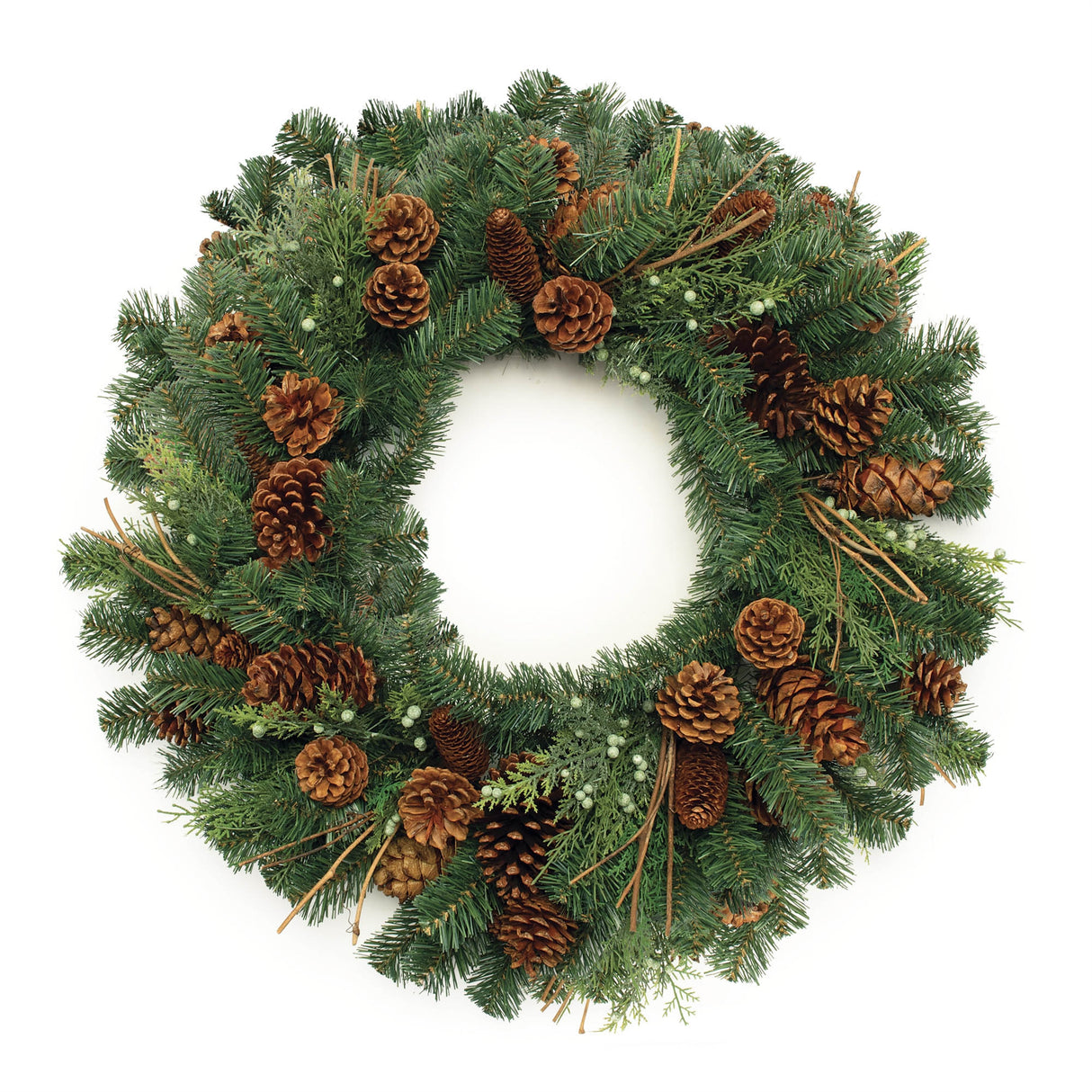 Mixed pine and pinecone wreath 32"d
