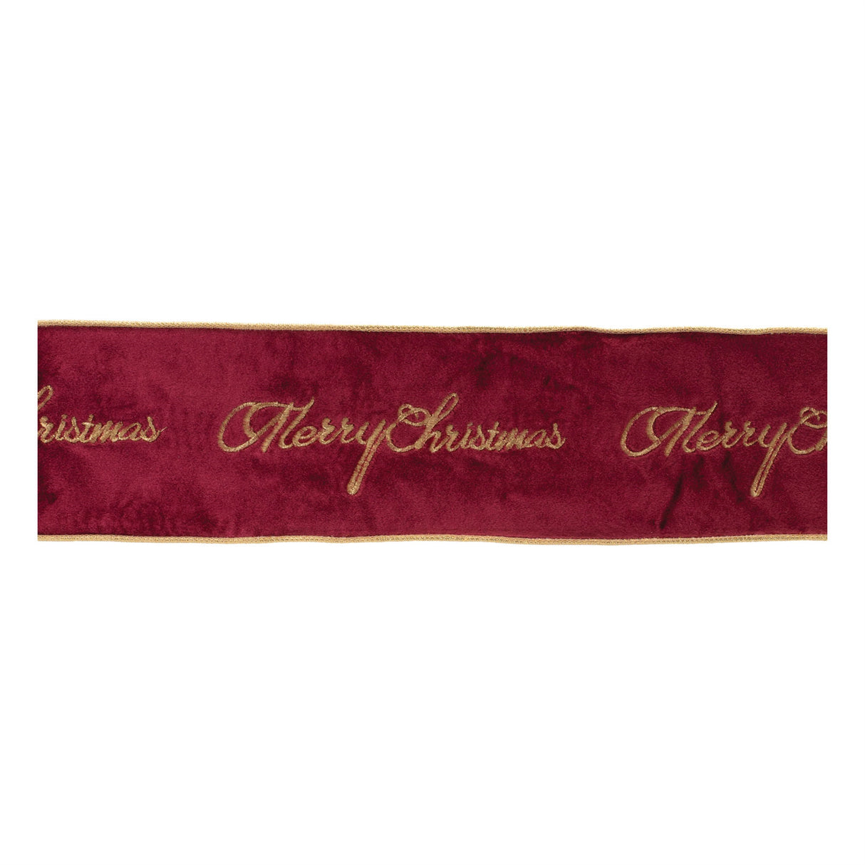 Embroidered merry christmas wired ribbon 4" x 5 yds.