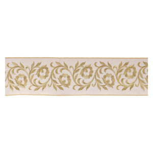 Ornate Embroidered Leaves Wired Ribbon 4" x 5 Yds.