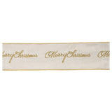 Embroidered merry christmas wired ribbon 4" x 5 yds.