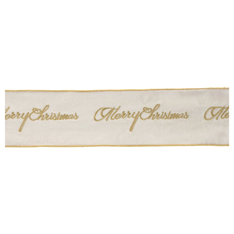Embroidered merry christmas wired ribbon 4" x 5 yds.