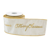 Embroidered merry christmas wired ribbon 4" x 5 yds.
