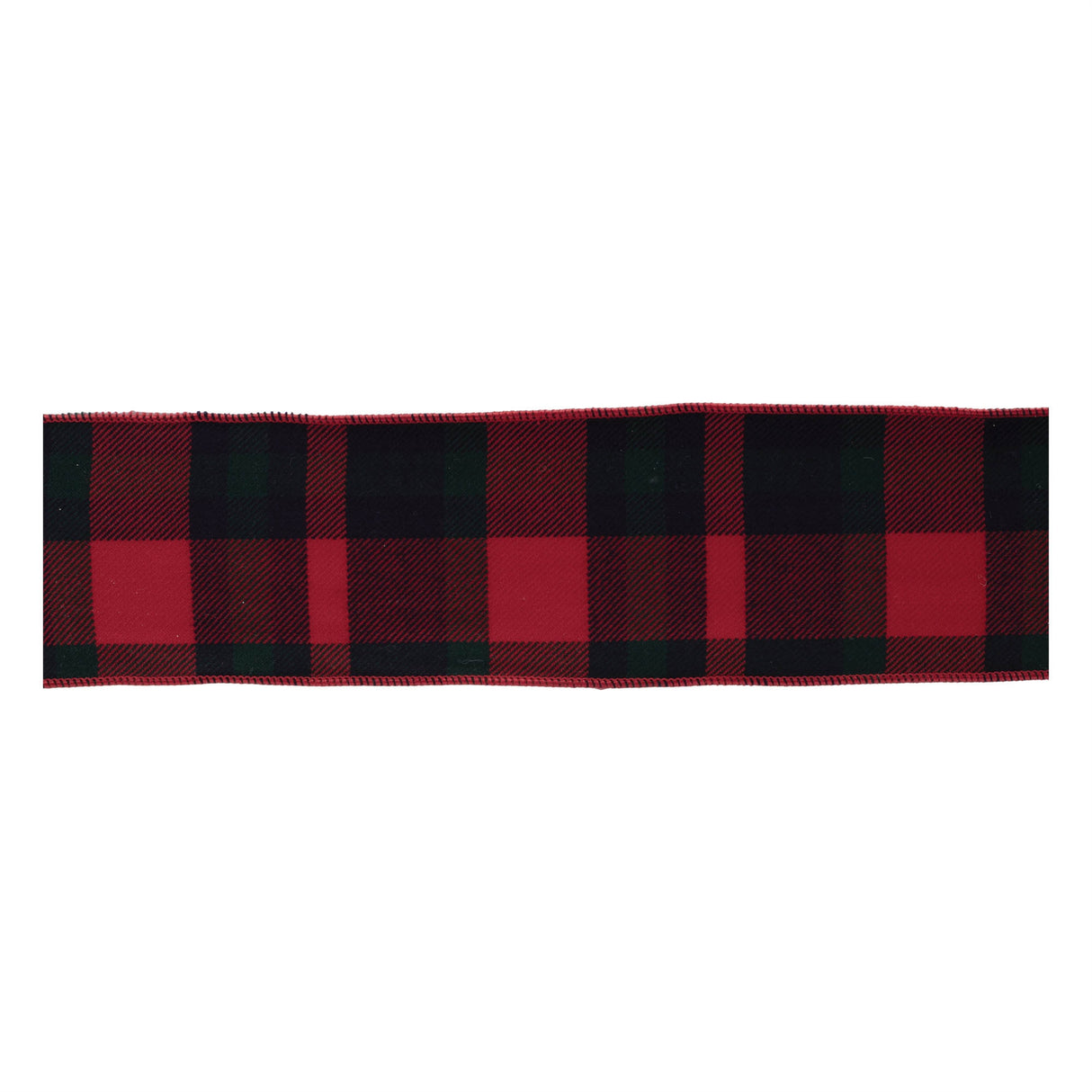 Red-and-black-plaid-wired-ribbon-(set-of-2)-Ribbons-&-Trim
