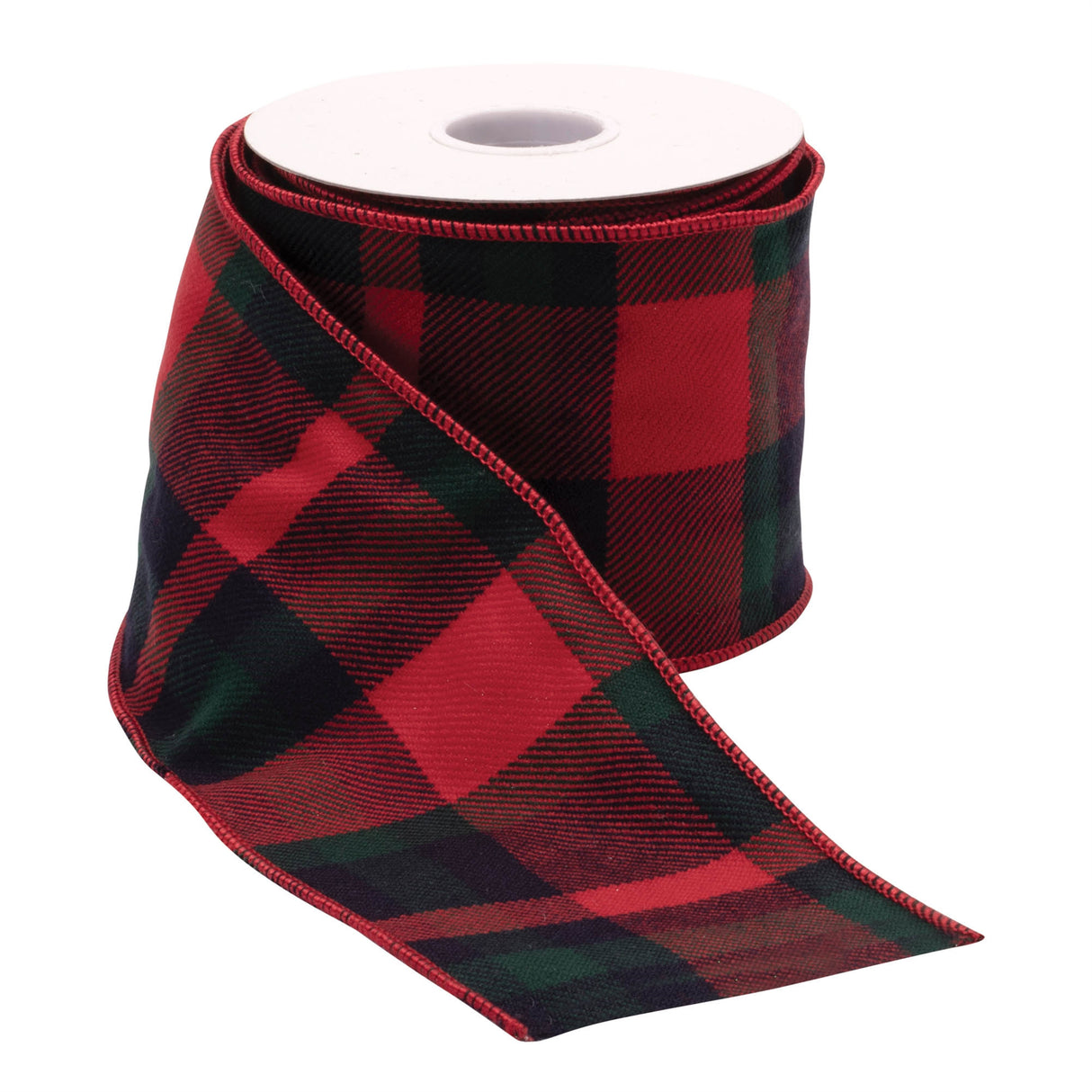 Red and black plaid wired ribbon (set of 2)