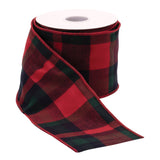 Red and black plaid wired ribbon (set of 2)