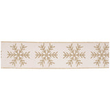 Glittered snowflake wired ribbon 4" x 5 yds.