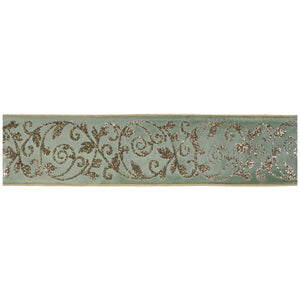 Ornate Glittered Wired Ribbon 4" x 5 Yds.