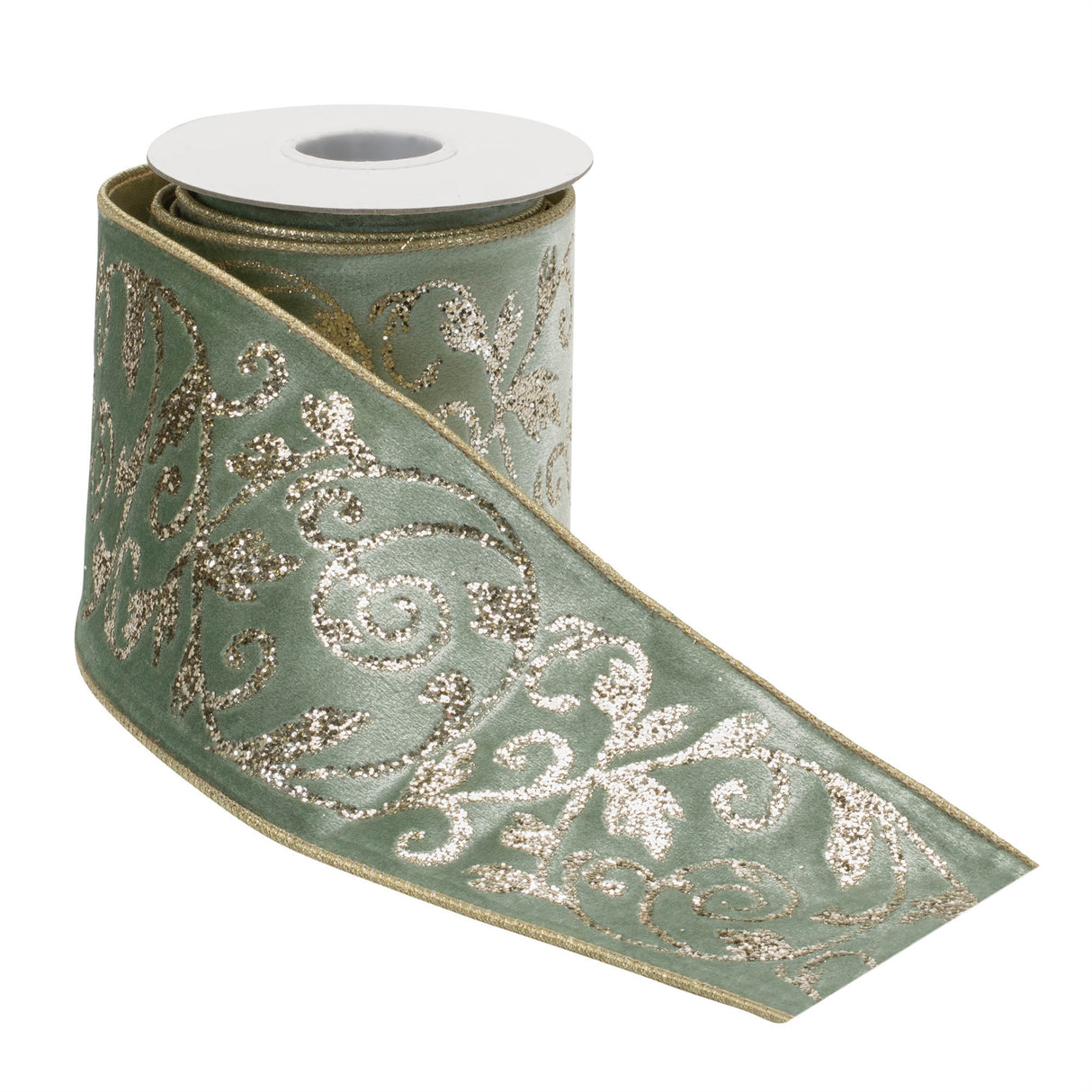 Ornate glittered wired ribbon 4" x 5 yds.