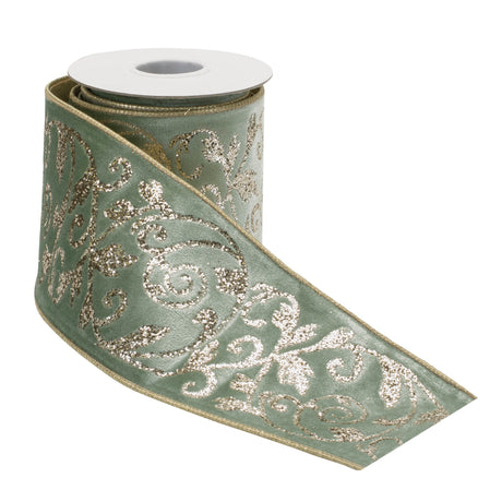 Ornate glittered wired ribbon 4" x 5 yds.