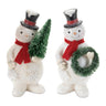 Glittered snowman figurine (set of 2)