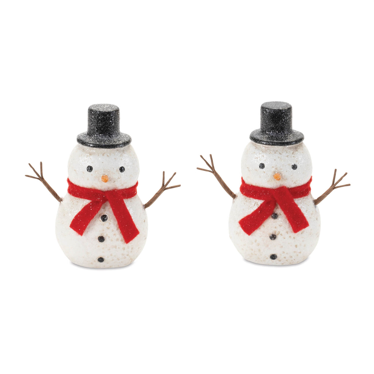 Glittered snowman figurine (set of 6)