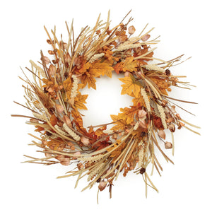 Mixed fall harvest wreath 25"d