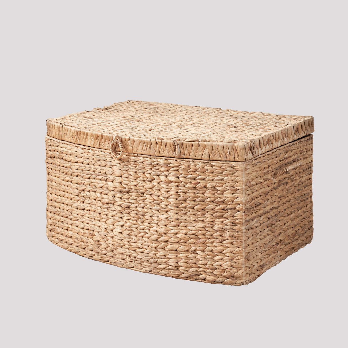 Rectangular Curve Water Hyacinth Woven Wicker Trunk with Handles