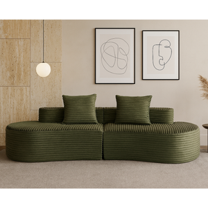 Cozy Corduroy 2-Seater Sofa with Lumbar Pillows