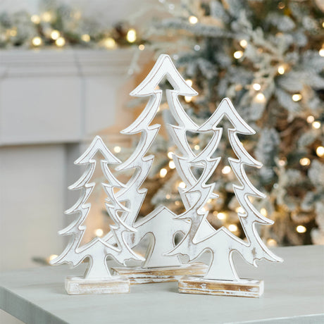 Wood pine tree outline (set of 2)