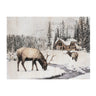 Wooden winter reindeer and lodge plaque 17.5"h