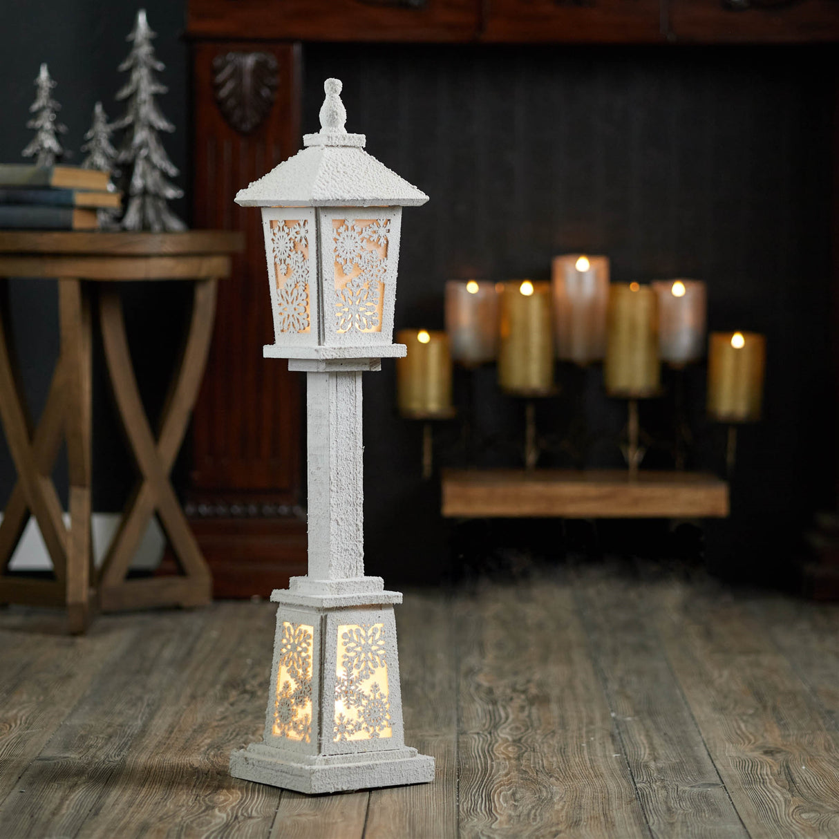 Led winter lantern post 32"h