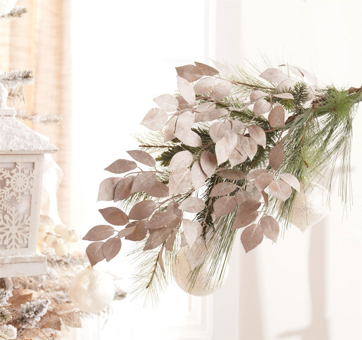 Glittered leaf spray (set of 6)