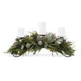 Mixed pine candle holder centerpiece 32"l