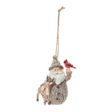 Santa with deer and cardinal bird ornament (set of 6)