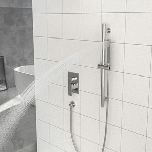 Modern Shower System With Adjustable Slide Bar, Stainless Steel And Brass Construction