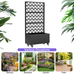 Metal Planter Box with Trellis Raised Garden Bed - 72.05'x35.83'x16.14', Trellis Privacy Screen for Climbing Plants, Vegetables, Vines(Assembly Required)