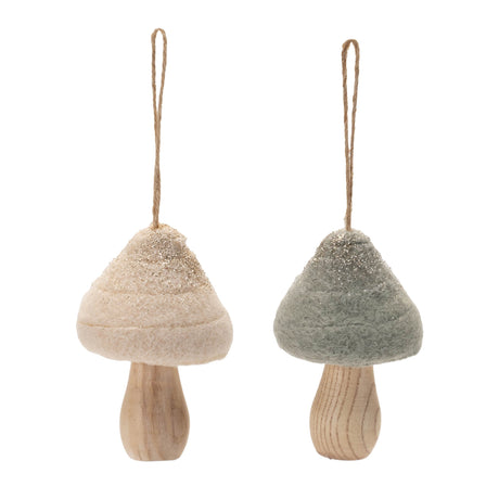Felt Fabric Mushroom Ornament (Set of 12)