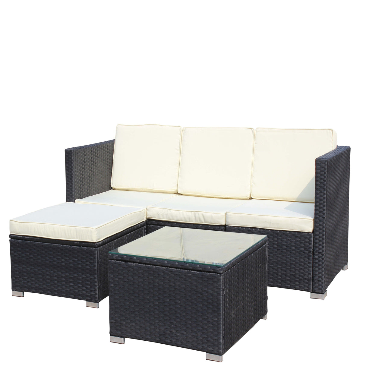 Outdoor 5-Piece PE Rattan Wicker Patio Sofa Set with Coffee Table