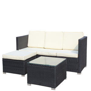 Outdoor 5-Piece PE Rattan Wicker Patio Sofa Set with Coffee Table