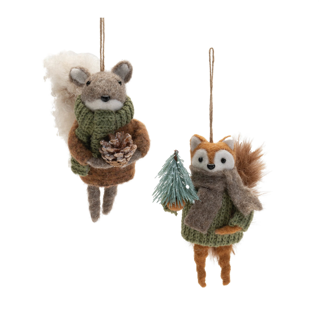 Felt-squirrel-and-fox-ornament-(set-of-12)-Christmas-Ornaments