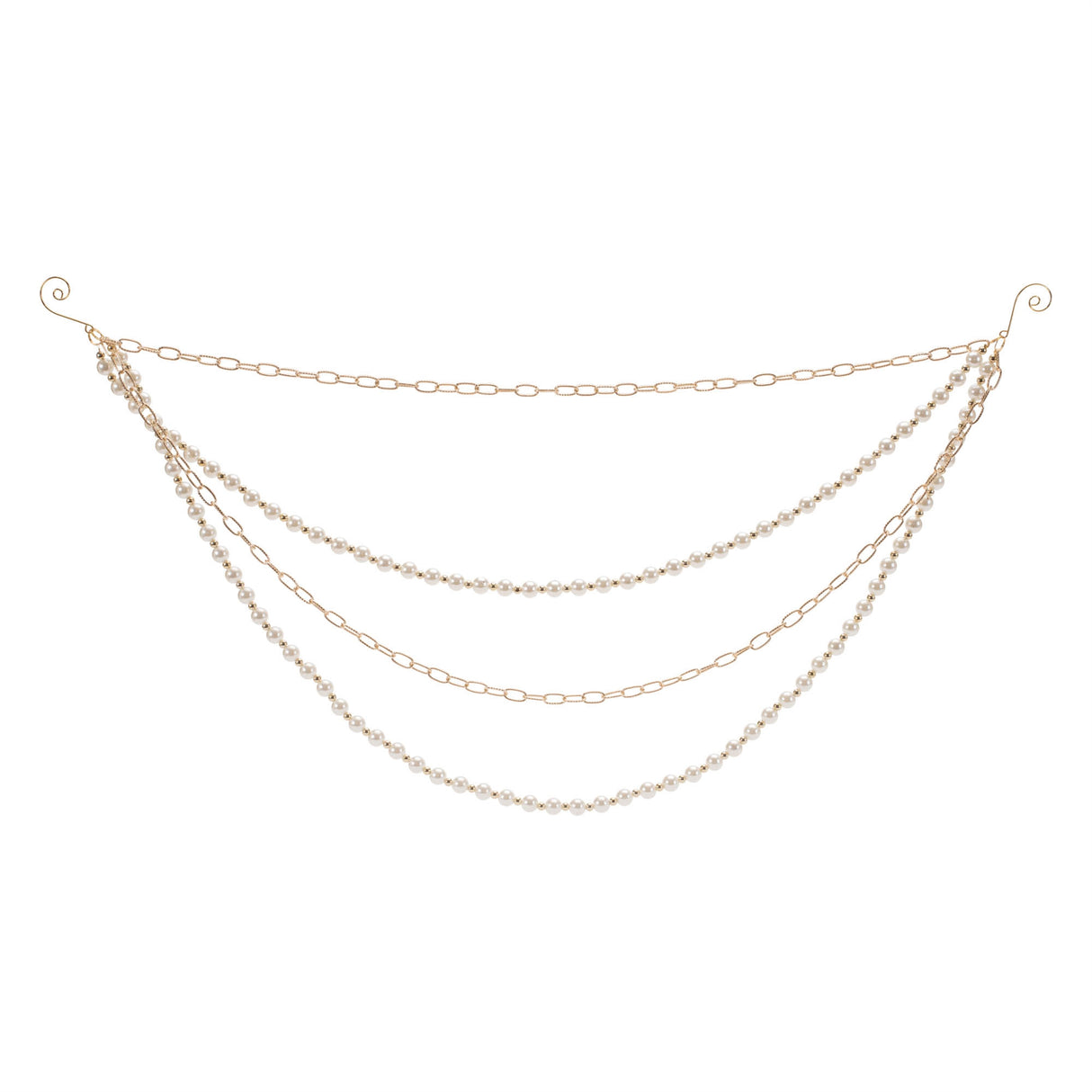 Pearl bead and chain link garland (set of 2)
