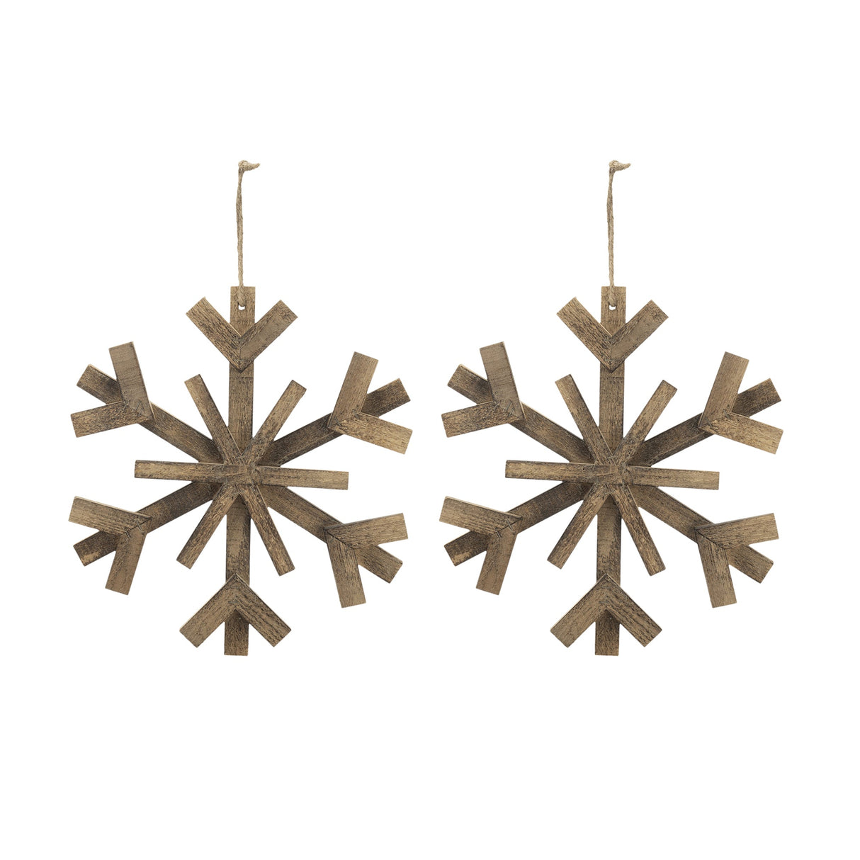 17.7" x 17.7" Large Fir Wood Snowflake Ornaments - Set of 2