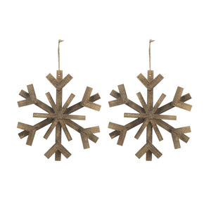 17.7" x 17.7" Large Fir Wood Snowflake Ornaments - Set of 2