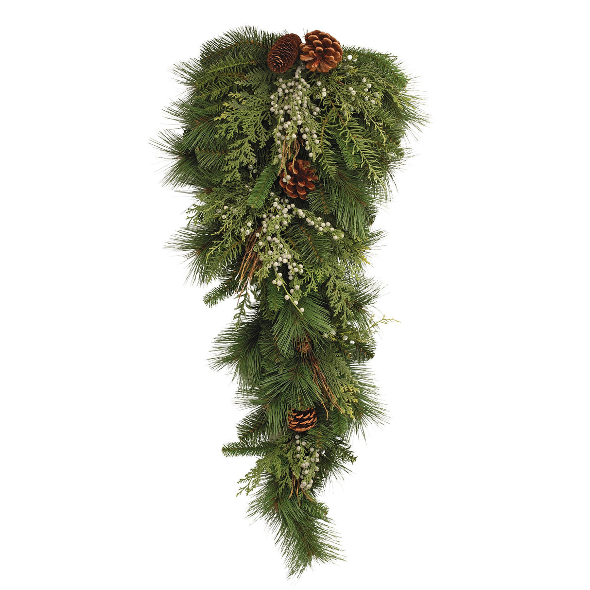 Mixed pine juniper and pincone wall swag 32"h