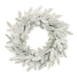 Snowy flocked pine wreath 24"d