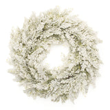 Snowy flocked pine wreath 24"d