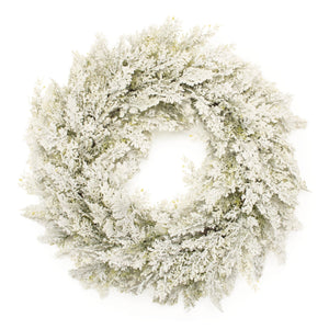 Snowy Flocked Pine Wreath 24"D