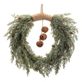 Glittered pine with sleigh bell wreath 22"d